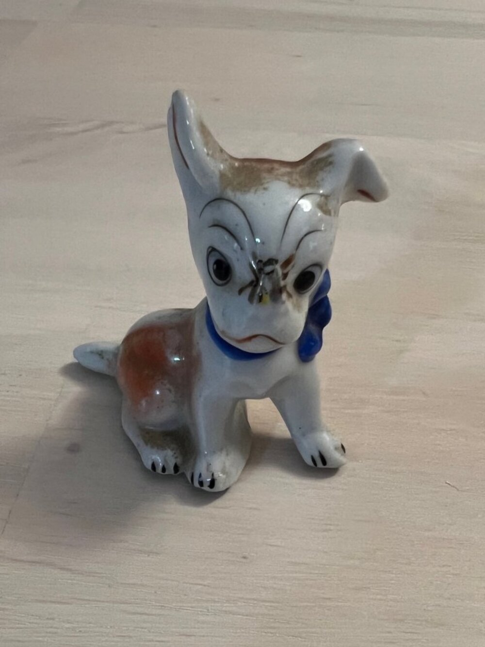 Vintage Puppy Dog with Bug on Nose Figurine Occupied Japan Ceramics
